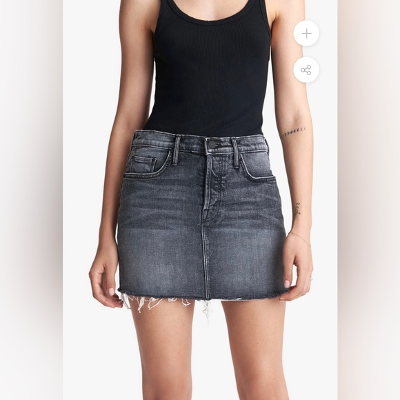 Mother Denim •The Vagabond Mini Fray Skirt in Midnight Races (28) - Picture 1 of 11